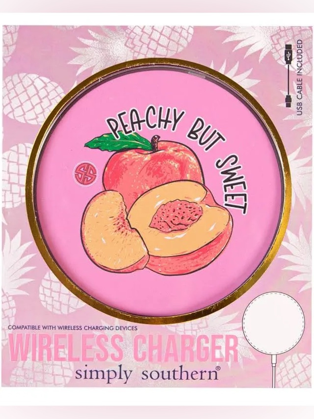 Simply Southern Pink Peachy But Sweet Graphic Wireless Charger